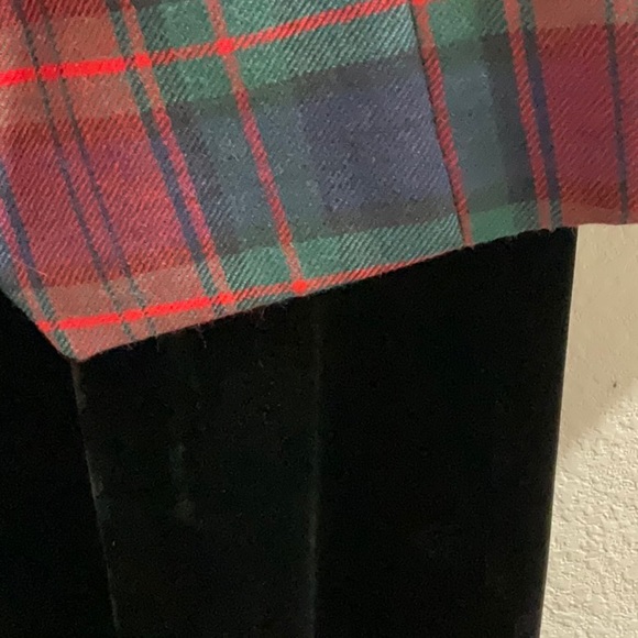 Vintage Casual Corner Holiday Tartan Plaid Blazer Black Velvet Collar sz 14 - Picture 7 of 7